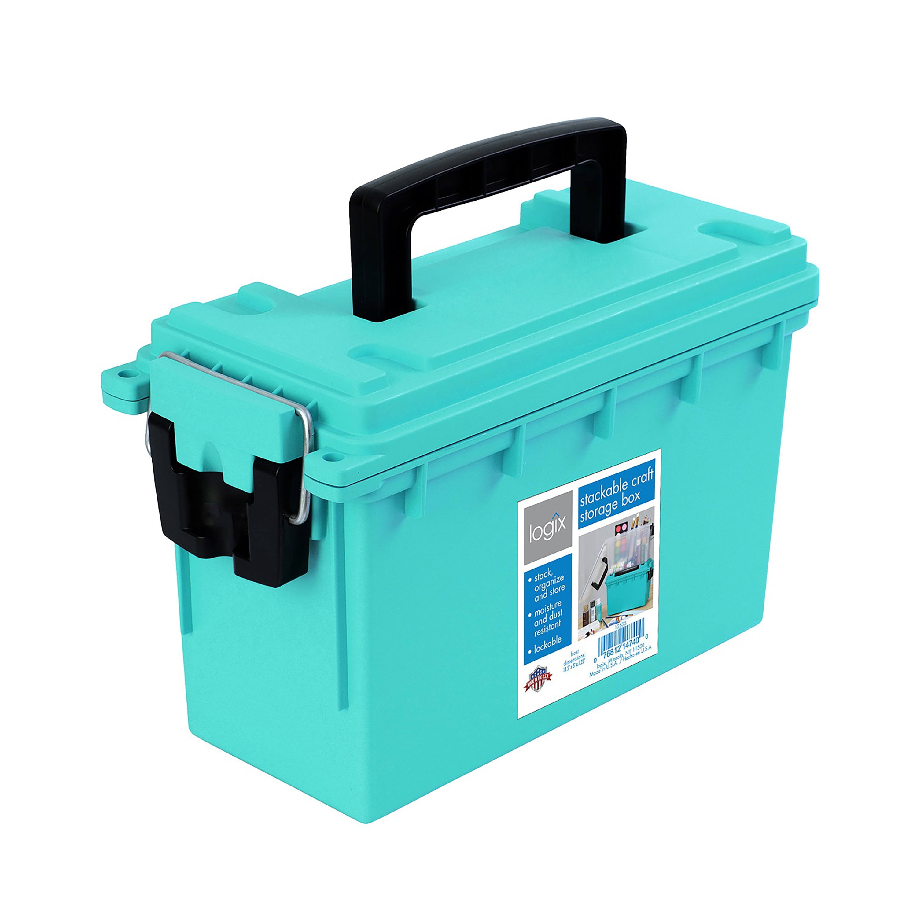 Logix 12533 Teal Stackable Craft Storage Box with Locking Functions - Each