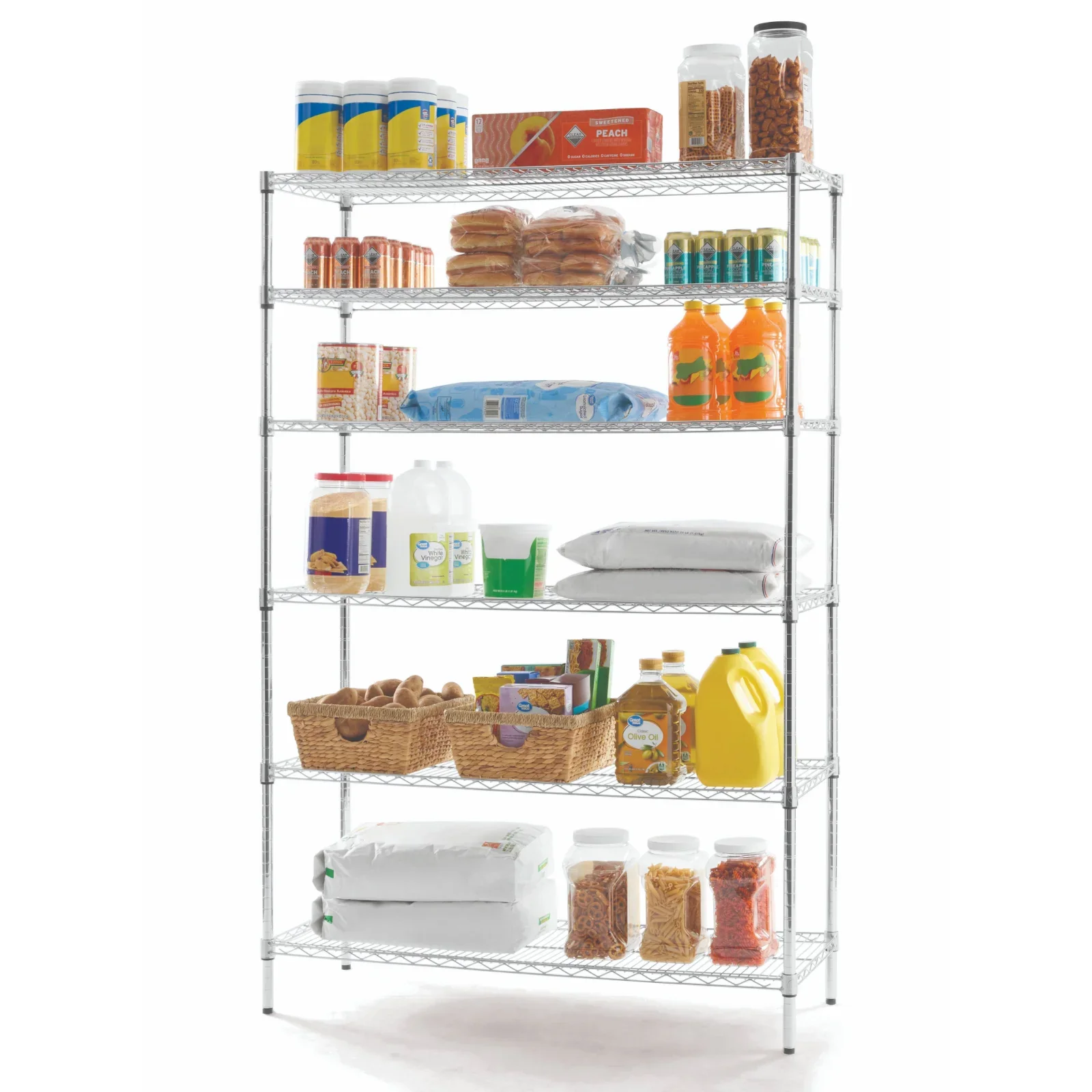 Hyper Tough 6-Tier Wire Storage Shelves with Liners, 48 W x 18 D x 72 H, 3600 lb Load Capacity, Chrome