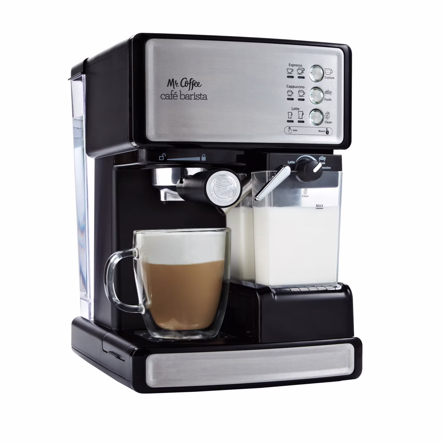 New Cafe Barista Black Silver Premium Espresso/Latte/Cappuccino Maker