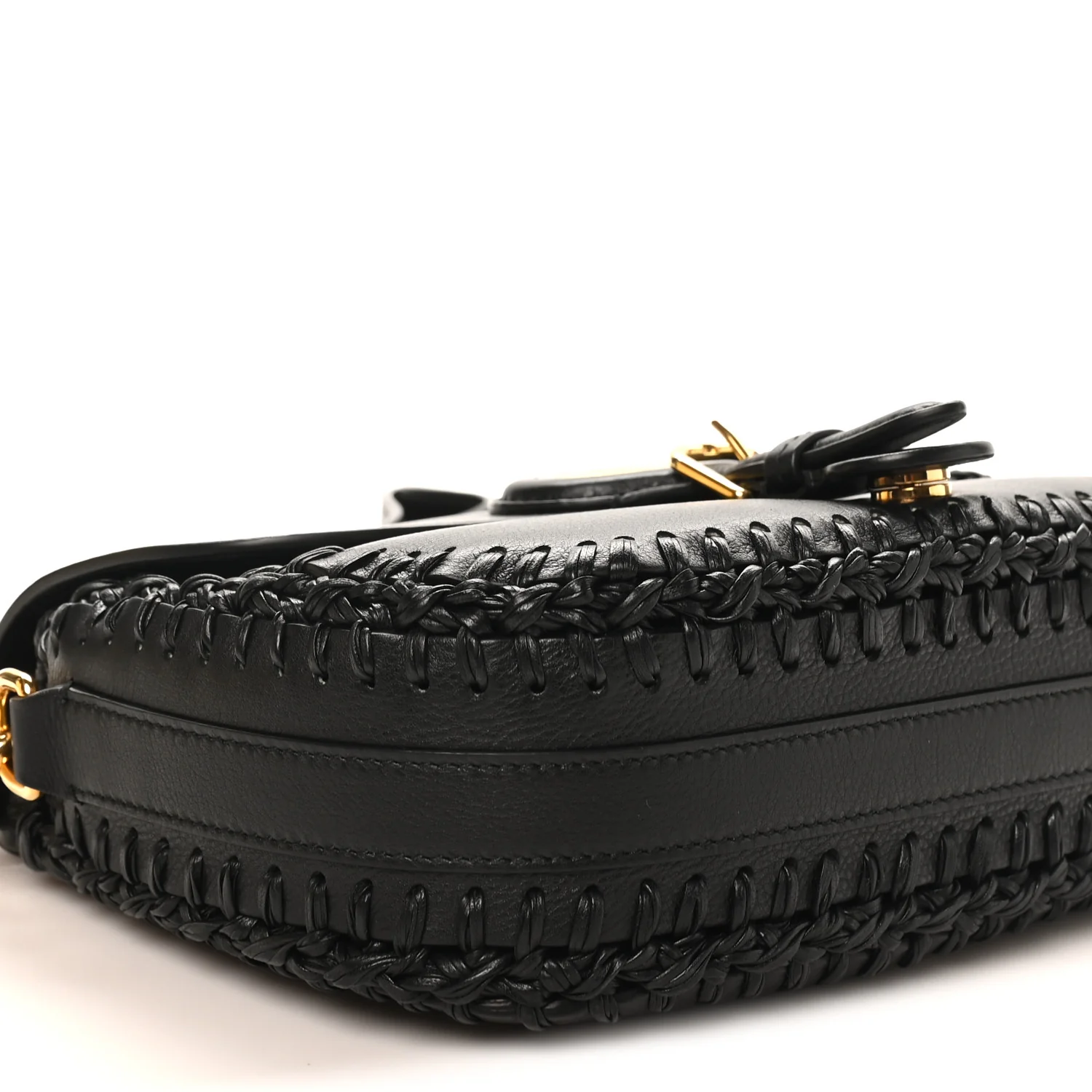 Grained Calfskin Medium Whipstitched Bobby Bag Black