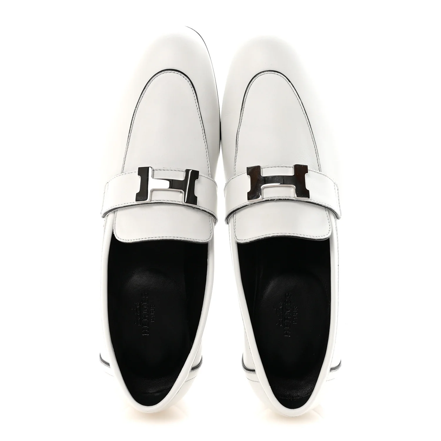 Calfskin Womens Paris Loafers 37.5 White