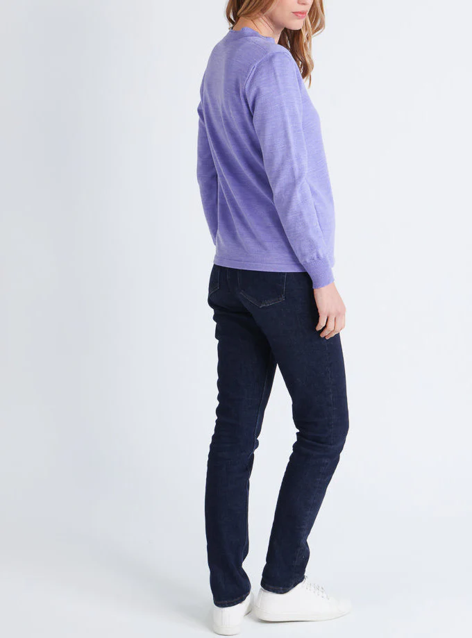 Pull femme col montant en laine mérinos Violet Parme