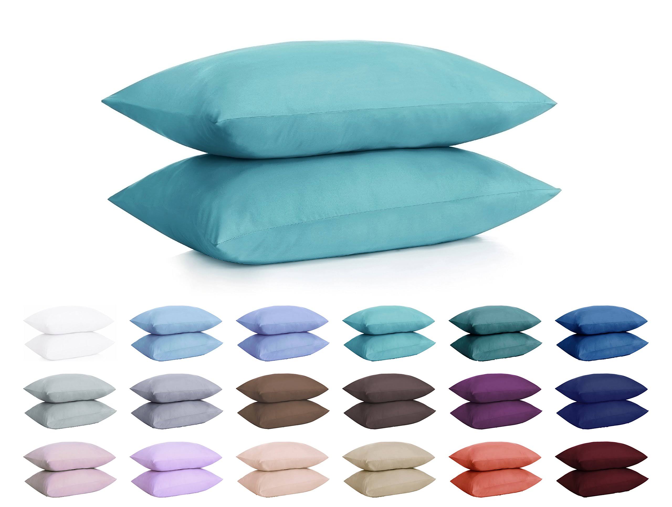 DreamHome Set of 2 Wrinkle Resistant Ultra Soft Pillowcases with Envelope Closure (King, Aqua)