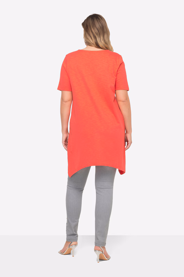 Half-Sleeve V-Neck Inscription T-Shirt