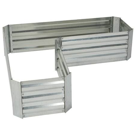 Ironton Galvanized Corrugated Steel L-Shaped Raised Planter Box, 47 1/3in.L x 17 3/4in.W x 11 4/5in.D, Model#Np-pb108