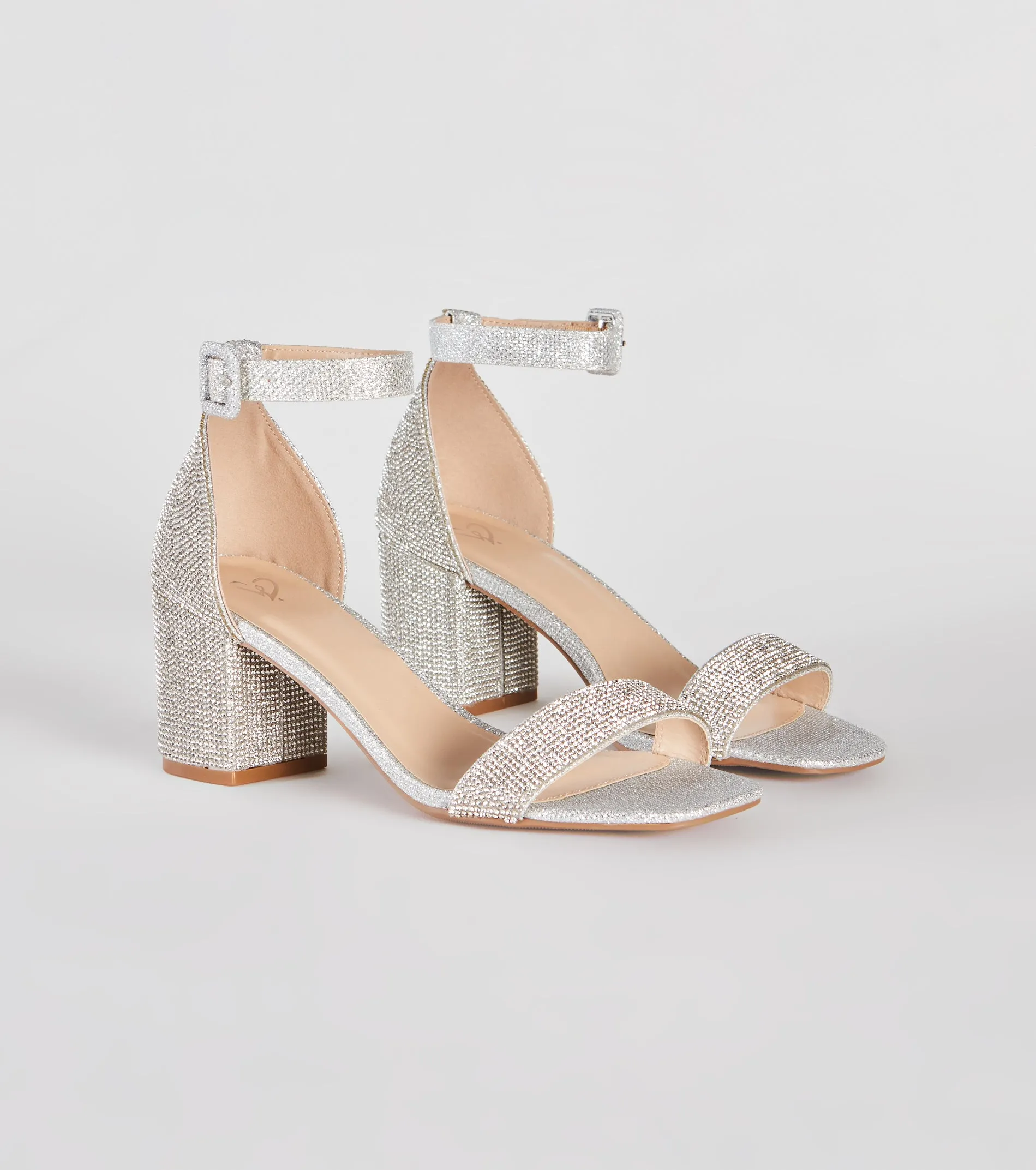 Glitzy Babe Rhinestone Block Heels