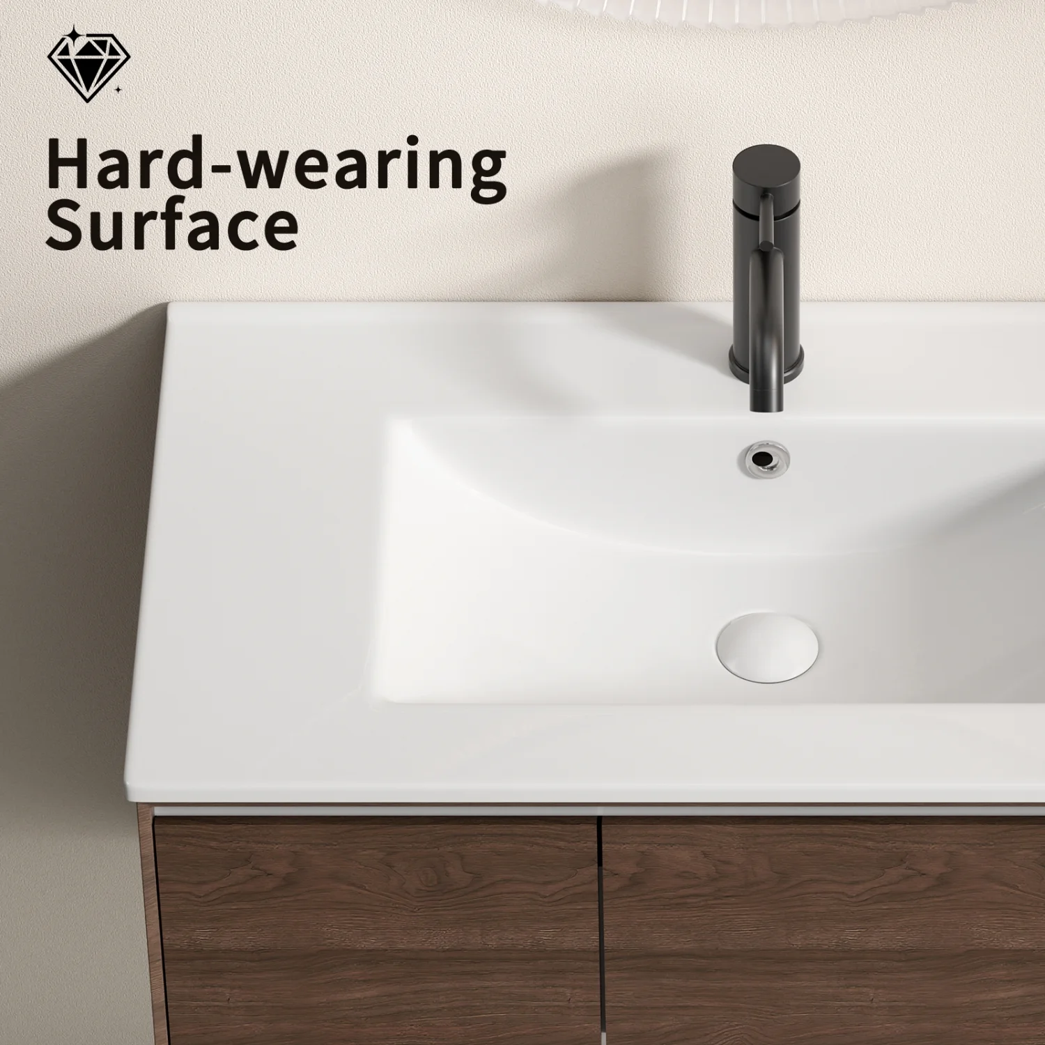 24-Inch Bathroom Vanity Top with Integrated Sink, White Porcelain Ceramic Vanity Sink Top with Oval Basin for a Clean, Modern Bathroom(White) - Image 6