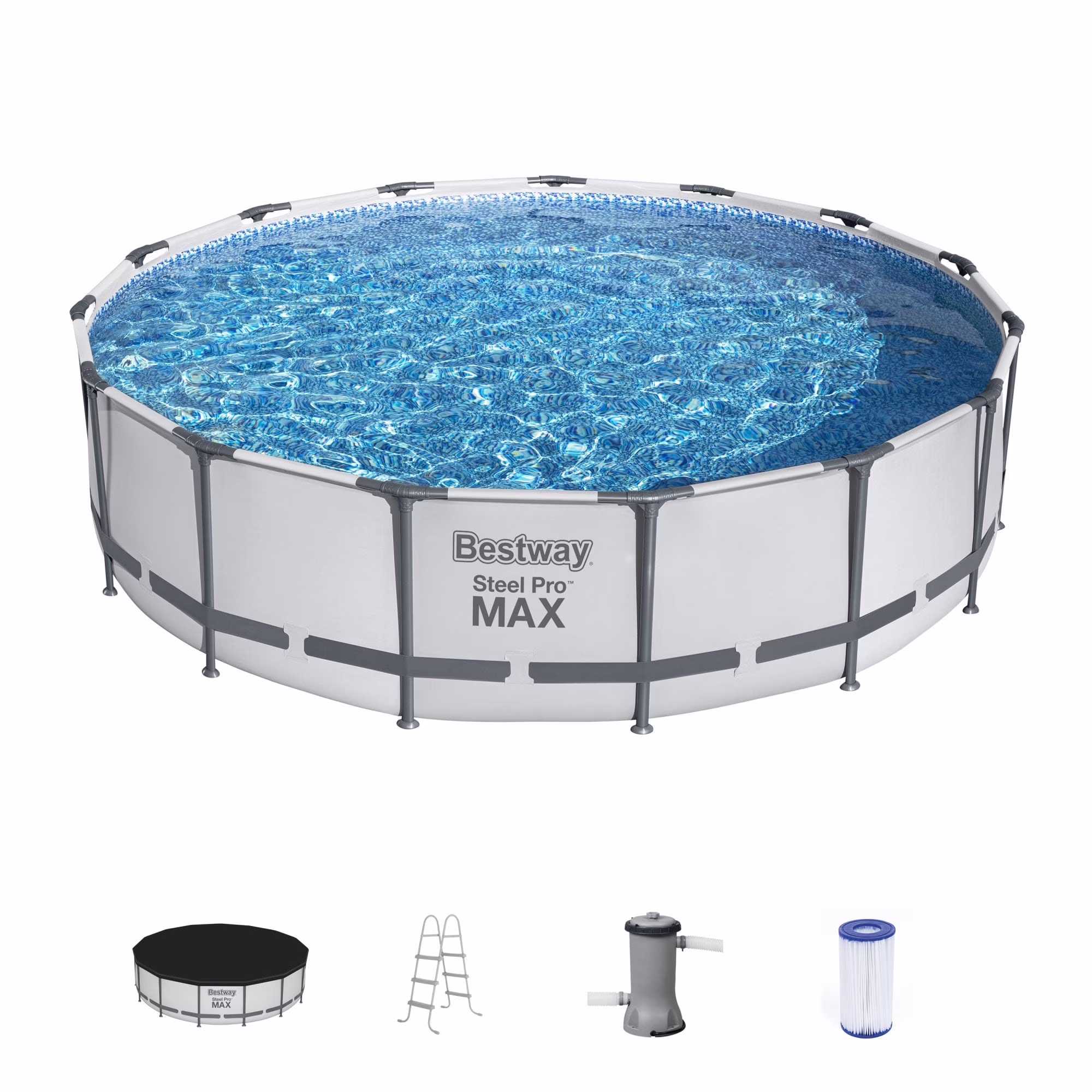Steel Pro MAX 15' x 42" Round Above Ground Swimming Pool Set(15 x 42/Gray)
