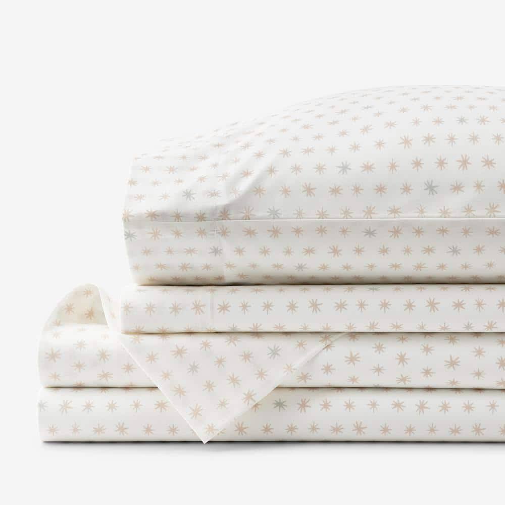Company Kids Ditsy Star Pink Organic Cotton Percale Full Sheet Set