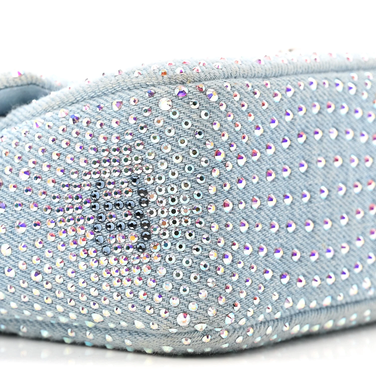 Denim Strass Evening Flap Bag Blue