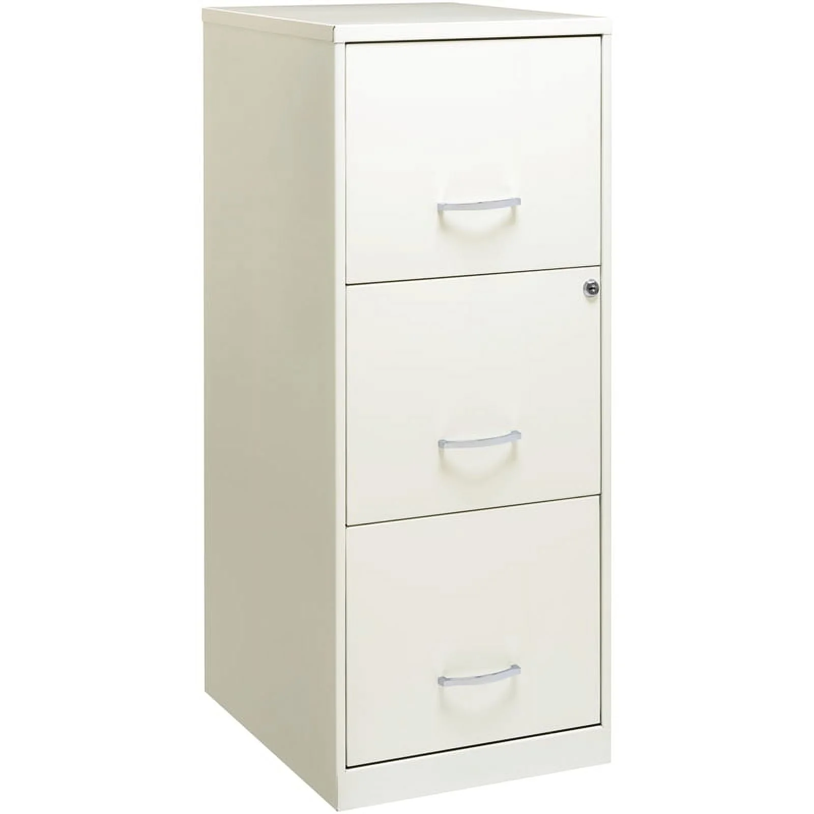 3 Drawer Vertical Metal File Cabinet with Lock Pearl White - Image 5