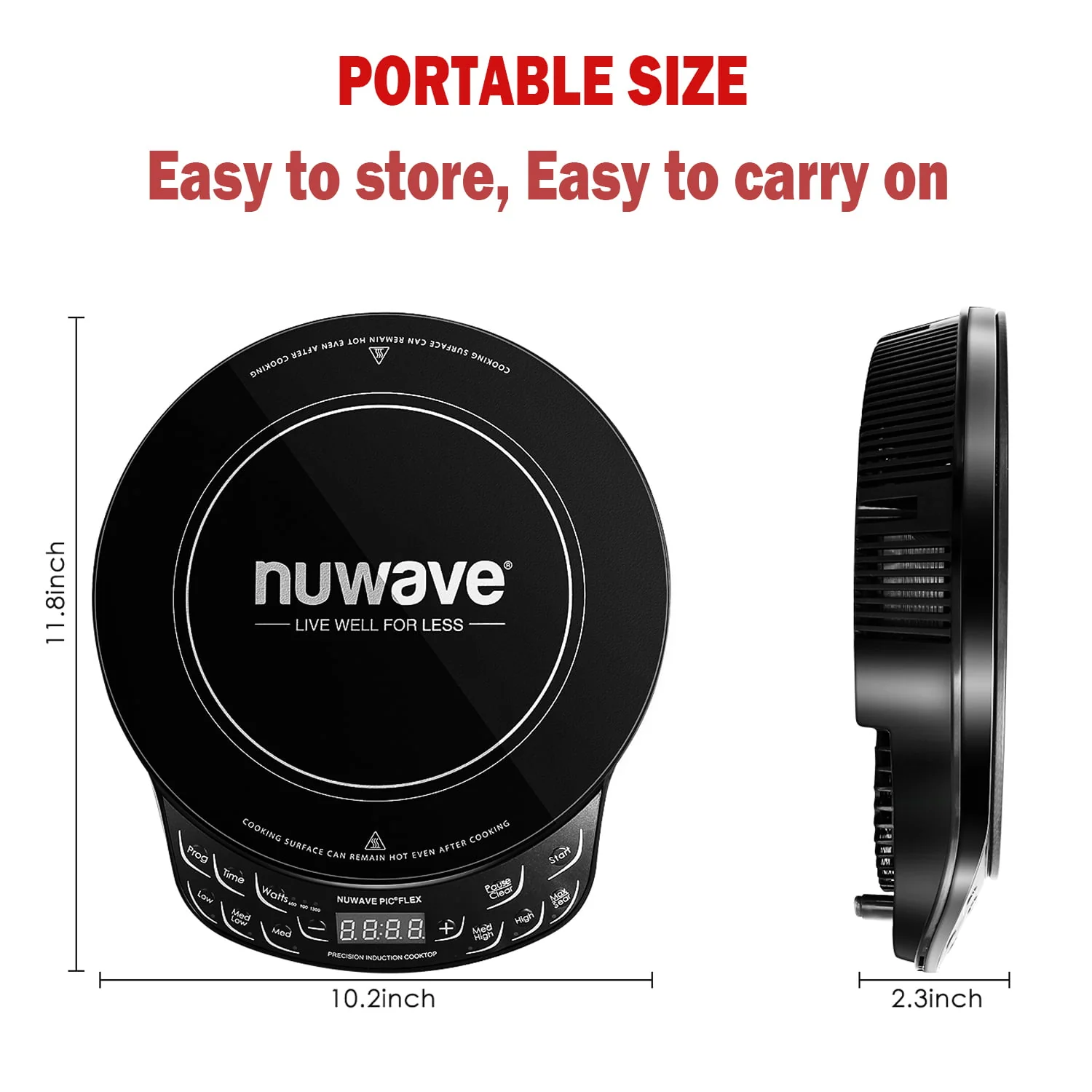 Portable Induction Cooktop Flex with 10 25 inch Shatter Proof Ceramic Glass, Large 6 5 inch Heating Coil, 3 Wattage Settings 600, 900 1300 Watts Image 9