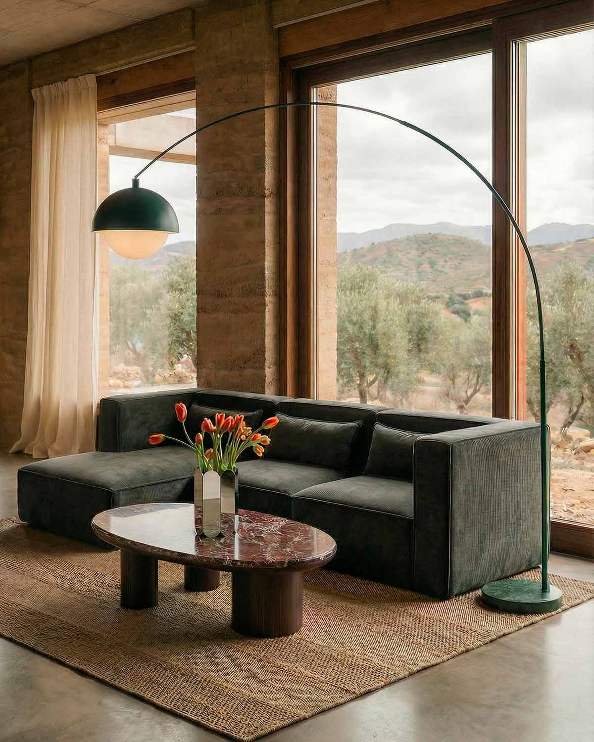 Thomy - Mesa de Centro de Mármol y Madera (120x80 cm) Thomy