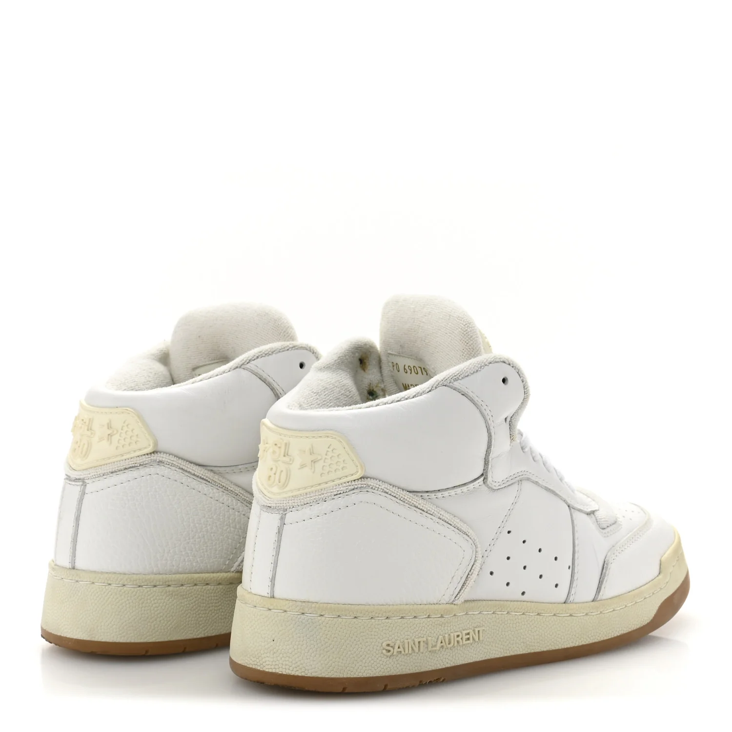 Calfskin Womens SL/80 Mid Top Sneakers 37.5 Optic White