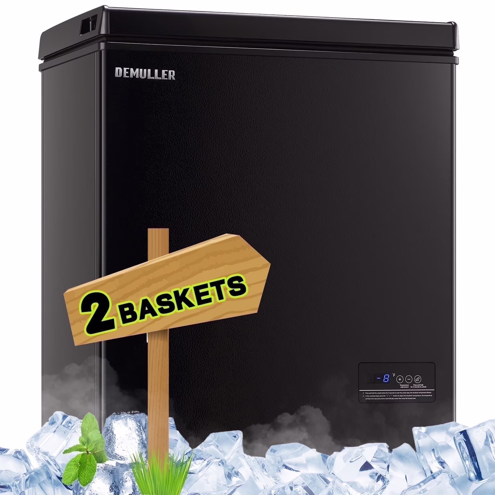 4.0 Cu.ft Deep Chest Freezer Mini Freezers Top Open Door Rmovable Storage Baskets New Black(4.0Cu.ft Black)