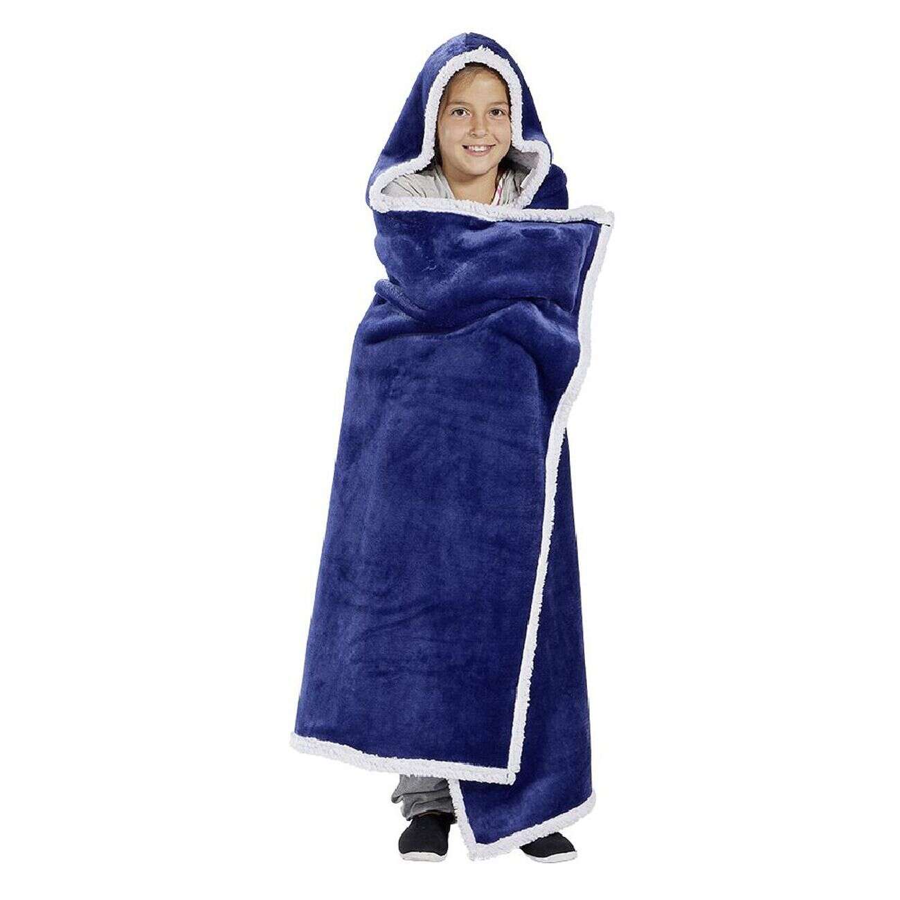 Plaid sweat enfant à capuche intérieur sherpa blanc - 2 modèles