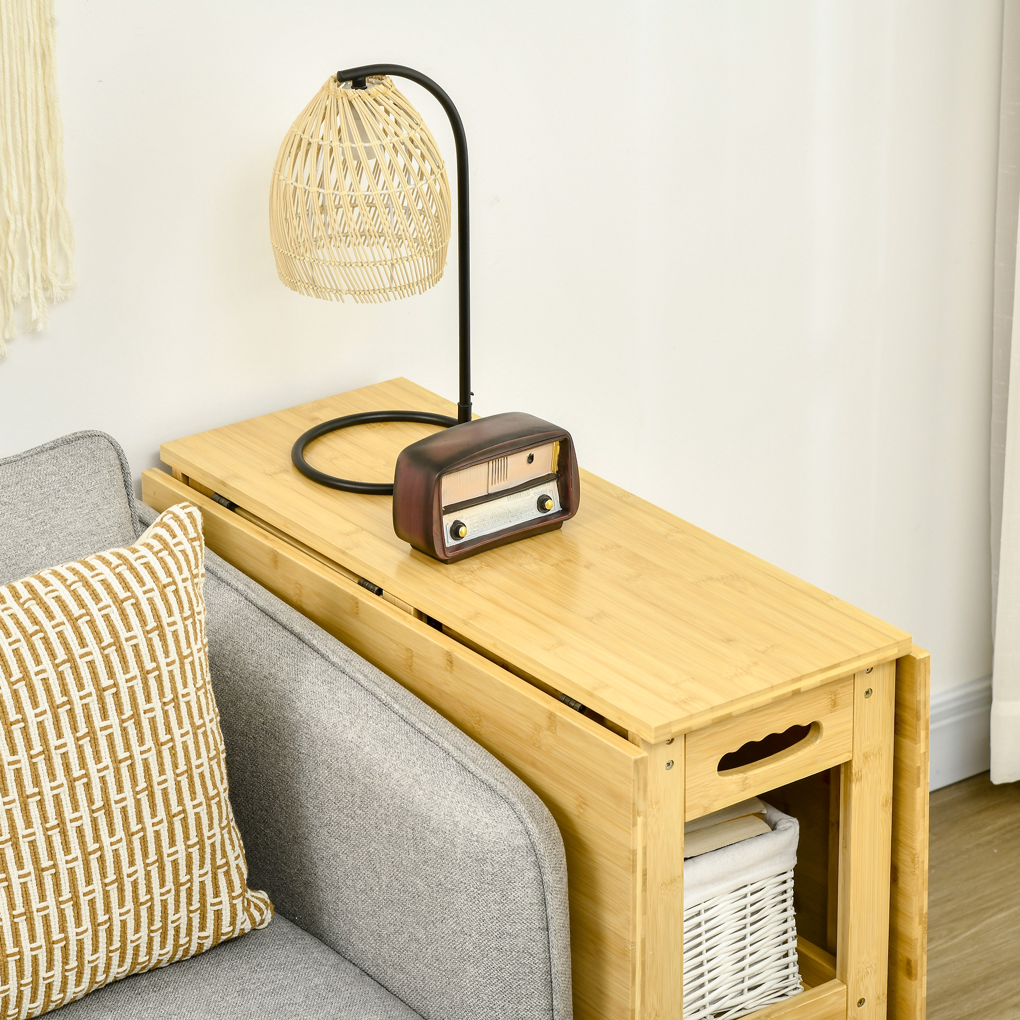 HOMCOM eettafel klaptafel met opbergvakken eetkamertafel keukentafel naturel hout