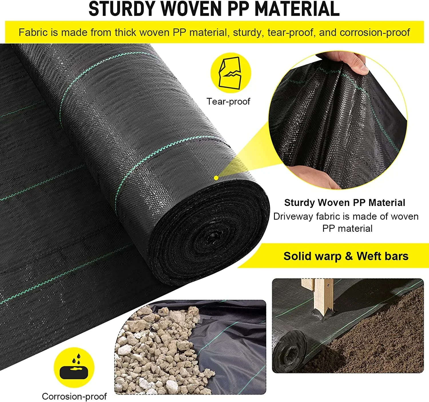 13x65ft Driveway Fabric,5OZ Commercial Heavy Duty Weed Barrier Fabric, Garden Landscape Fabric,French Drain Fabric for Erosion Control,Landscape Fabric,Weed Barrier,Construction Projects
