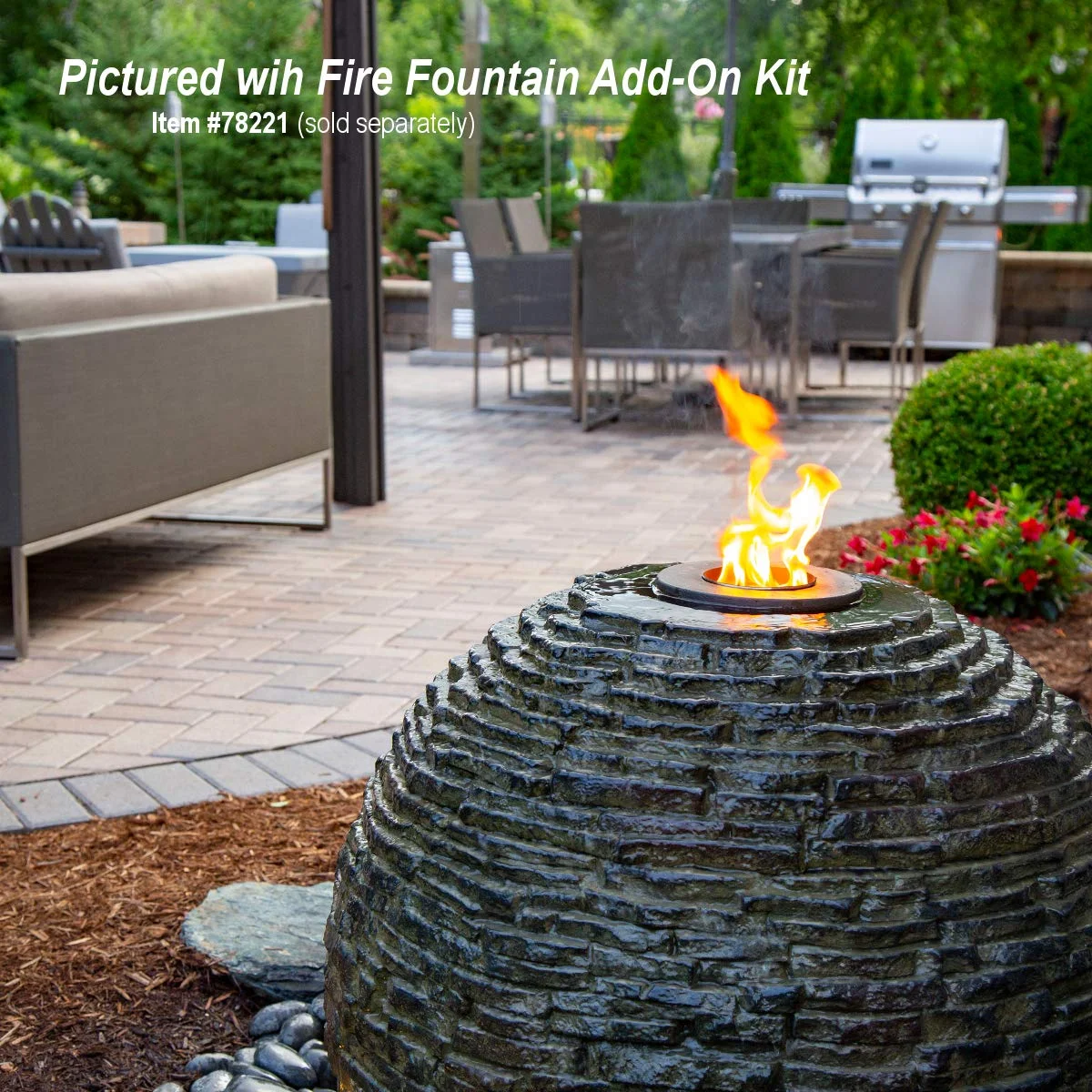 78288 Fiber-resin Stacked Slate Sphere Fountain, Multicolor(1 in/1 in/1 in) - Image 3