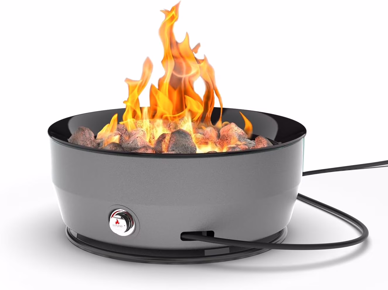 Large Outdoor Propane Gas Fire Pit for Outside, 60,000 BTU/h, 24 inch with Lid Modern Lake Country 800 Fire Bowl Firepit for Patio, Graphite Gray(Graphite Gray)