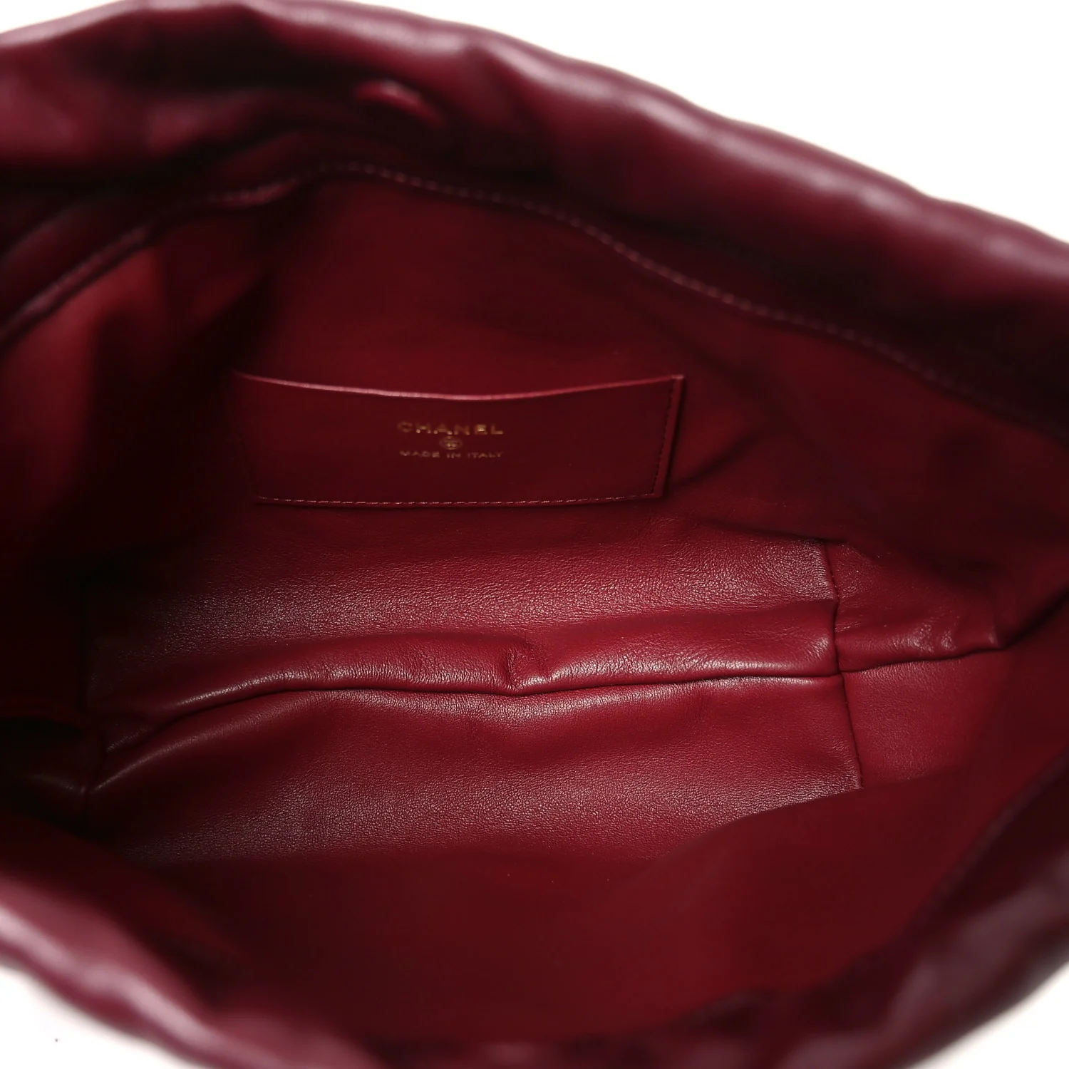 Shiny Calfskin Quilted Clutch With Strap Dark Burgundy