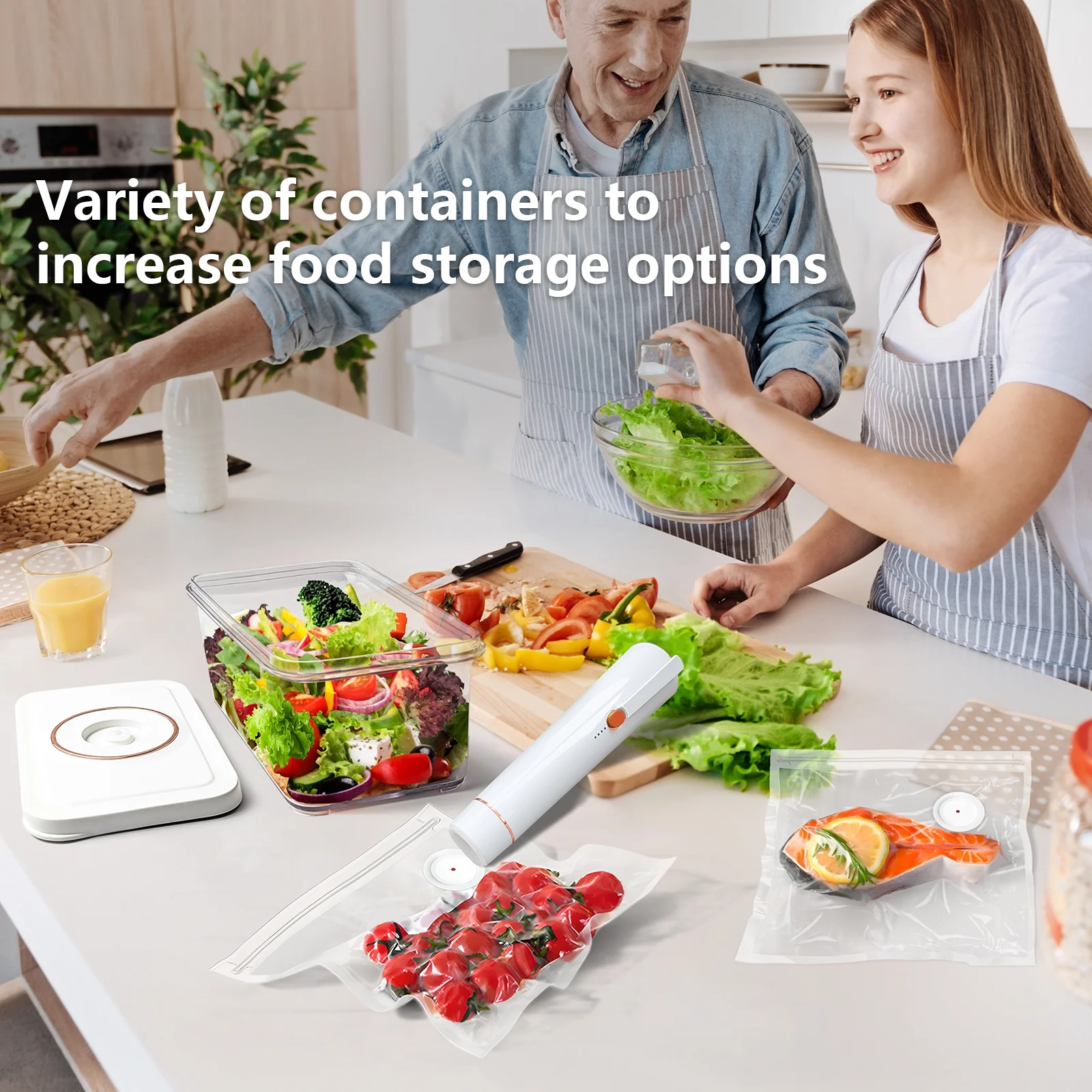 Vacuum Sealer for Food Storage Compact Vac Sealer Kit: Handheld Vacuum Sealer + 3 Containers + 30 Reusable Bags| Keep Food Fresh Anywhere(Sealer + 3 Containers+ 30 Reusable Bags) - Image 4