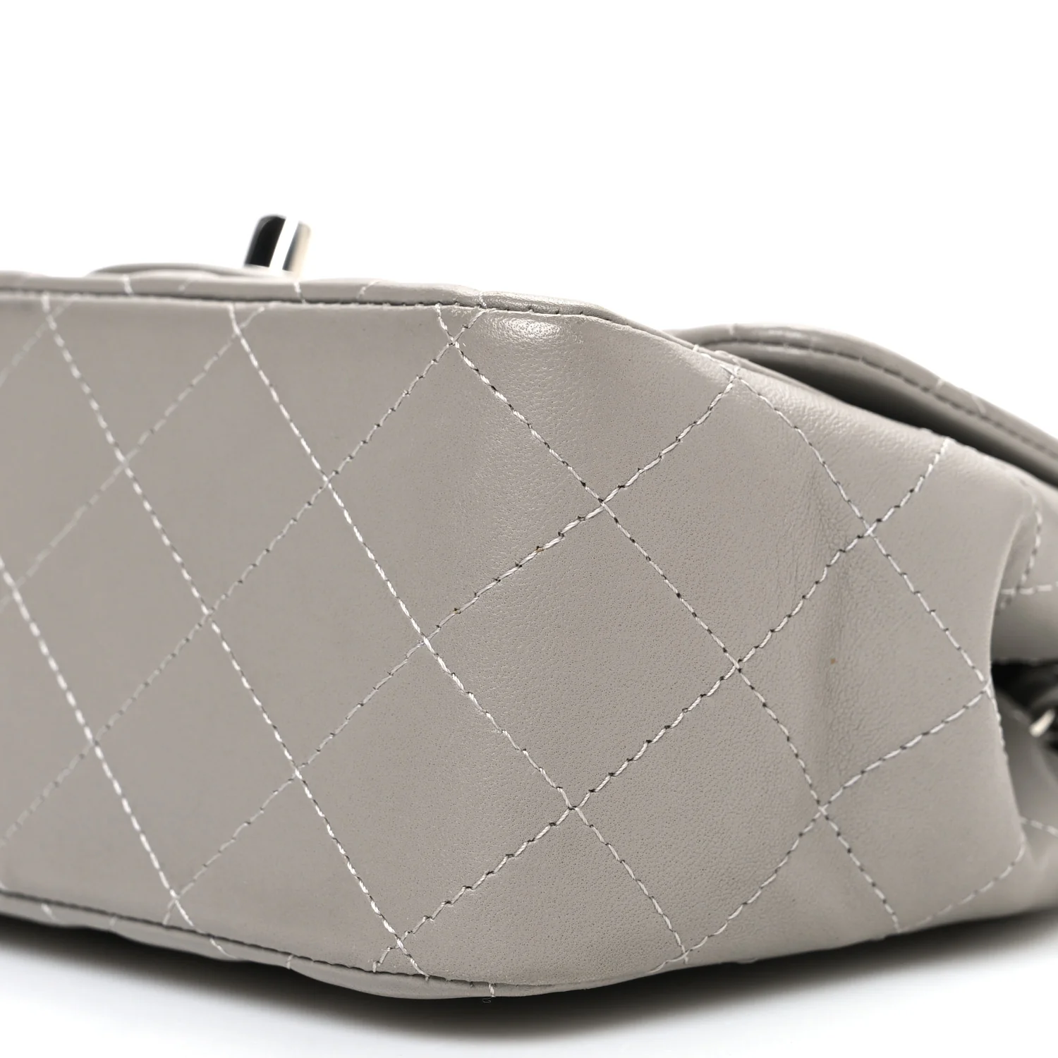 Lambskin Quilted Mini Square Flap Grey