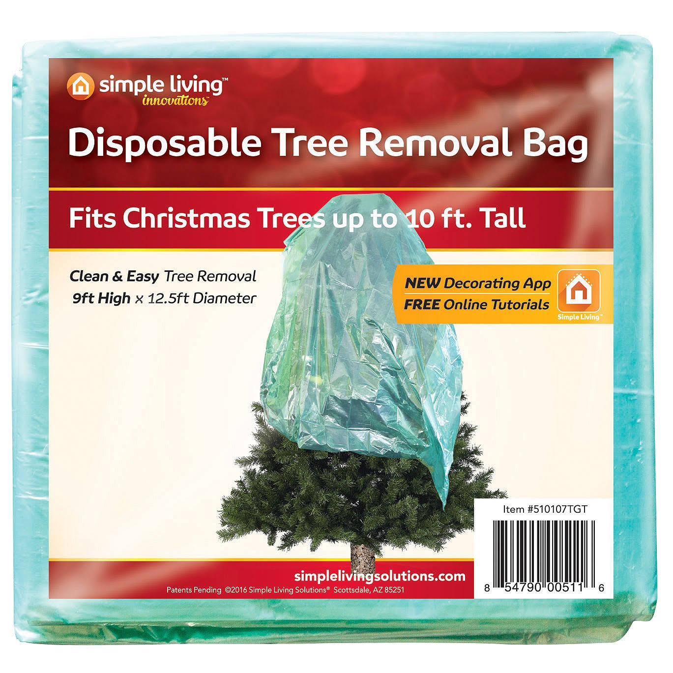 Simple Living Innovations Disposable Christmas Tree Trash Bag, Green