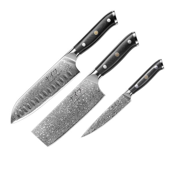 G10 knivsett 3 deler svart