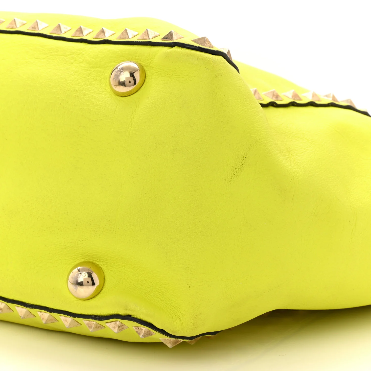 Vitello Medium Rockstud Tote Yellow Fluo