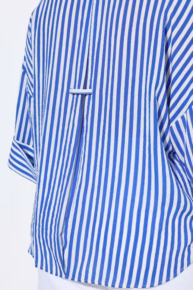 Mixed Stripe 3/4 Sleeve Button Down Blouse