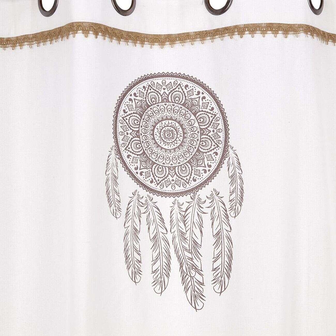 Rideau à oeillets écru frise imitation dentelle 140x240cm - Orylia