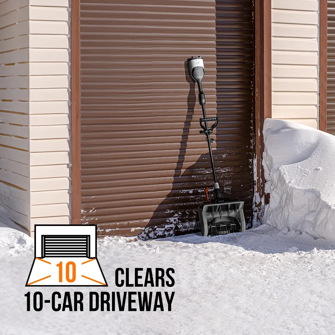 U20 Cordless Snow Shovel, 20V 13 inch Battery Powered Snow Thrower, Battery Snow Blower with Brushless Motor, with 2*2 5Ah Li ion Battery Image 7