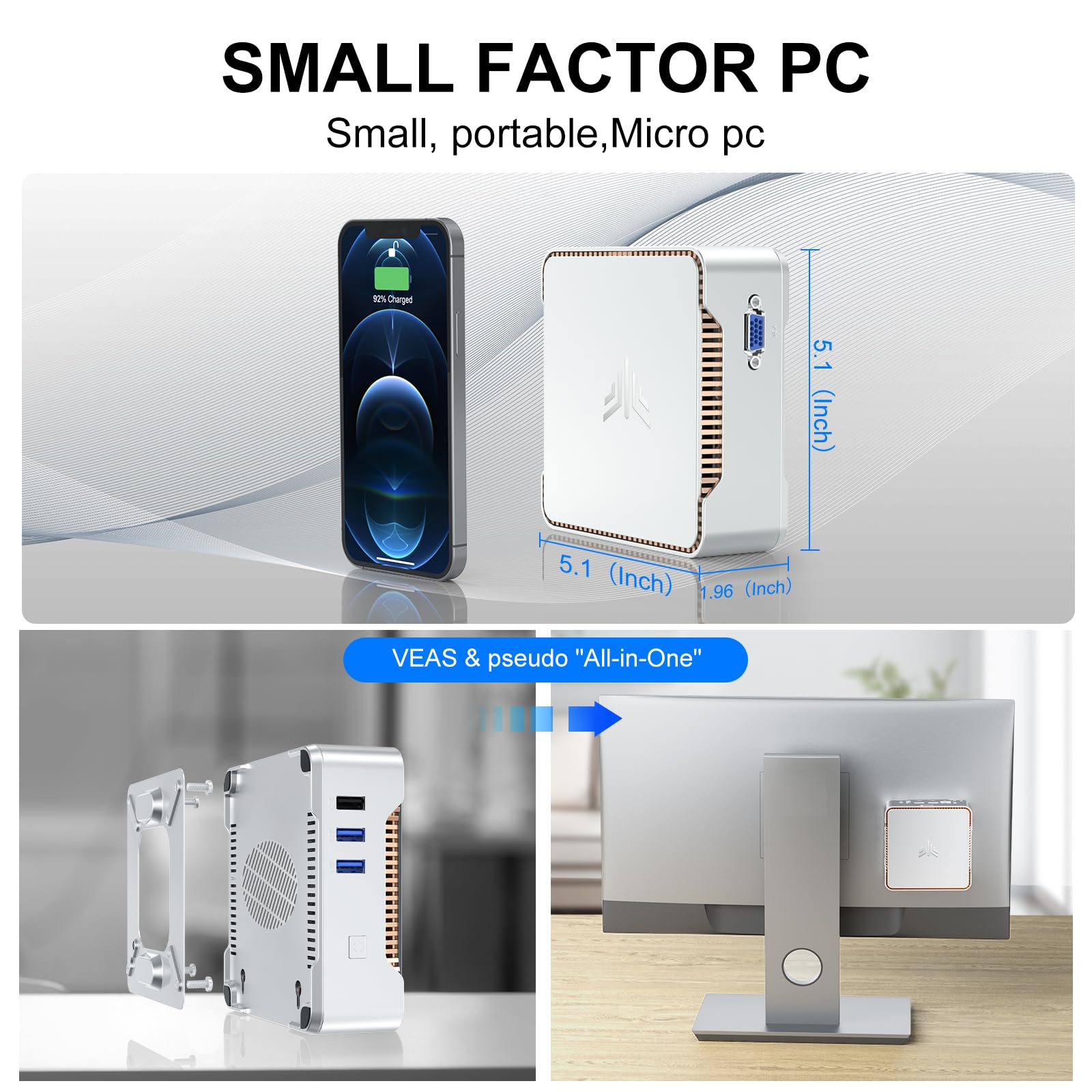 Mini PC KAMRUI GK3Plus, 16 Go de RAM, SSD M.2 de 512 Go