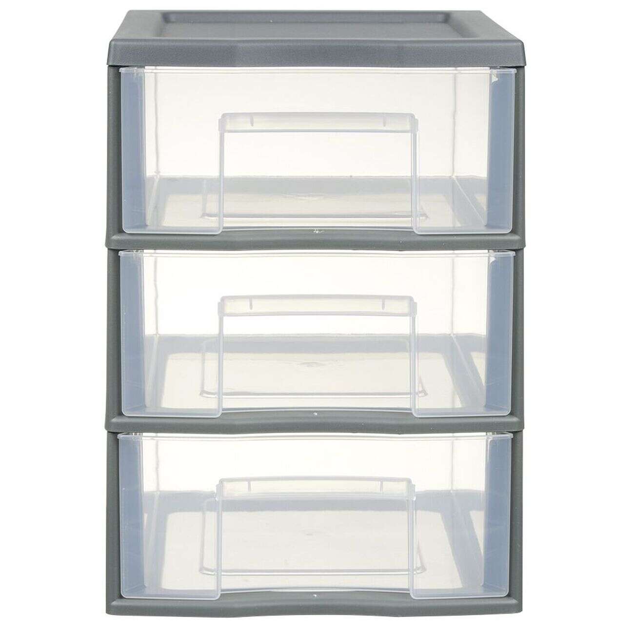 Tour de rangement A5 3 tiroirs grise et transparente 6 L
