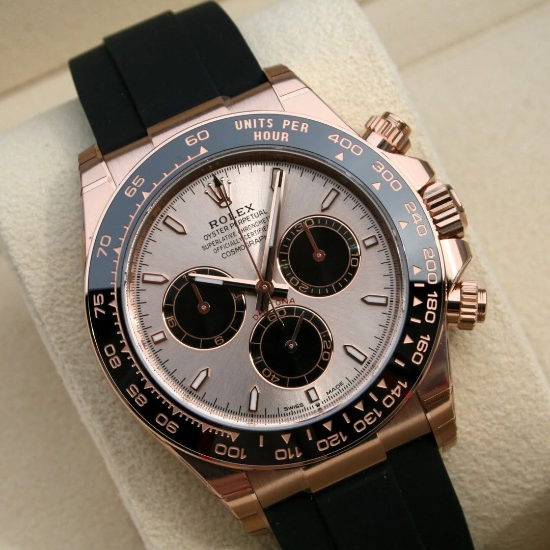 [Super Clone]ROLEX Daytona Rose Gold/Ceramic /Sundust /Oysterfiex  m126515LN-0006