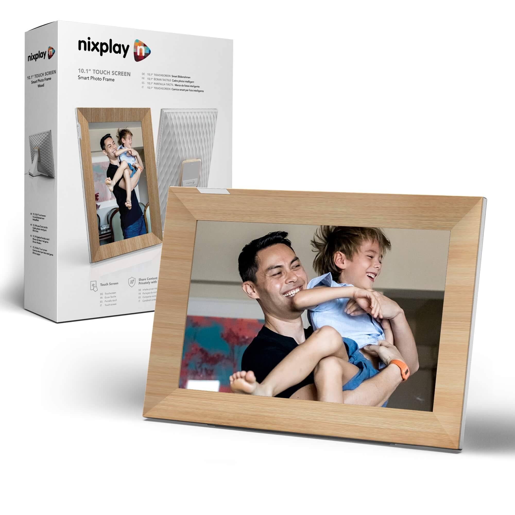 Nixplay 10.1 inch Touch Screen Digital Picture Frame with WiFi (w10k) - Wood Effect - Share Photos and Videos Instantly Via Email or App