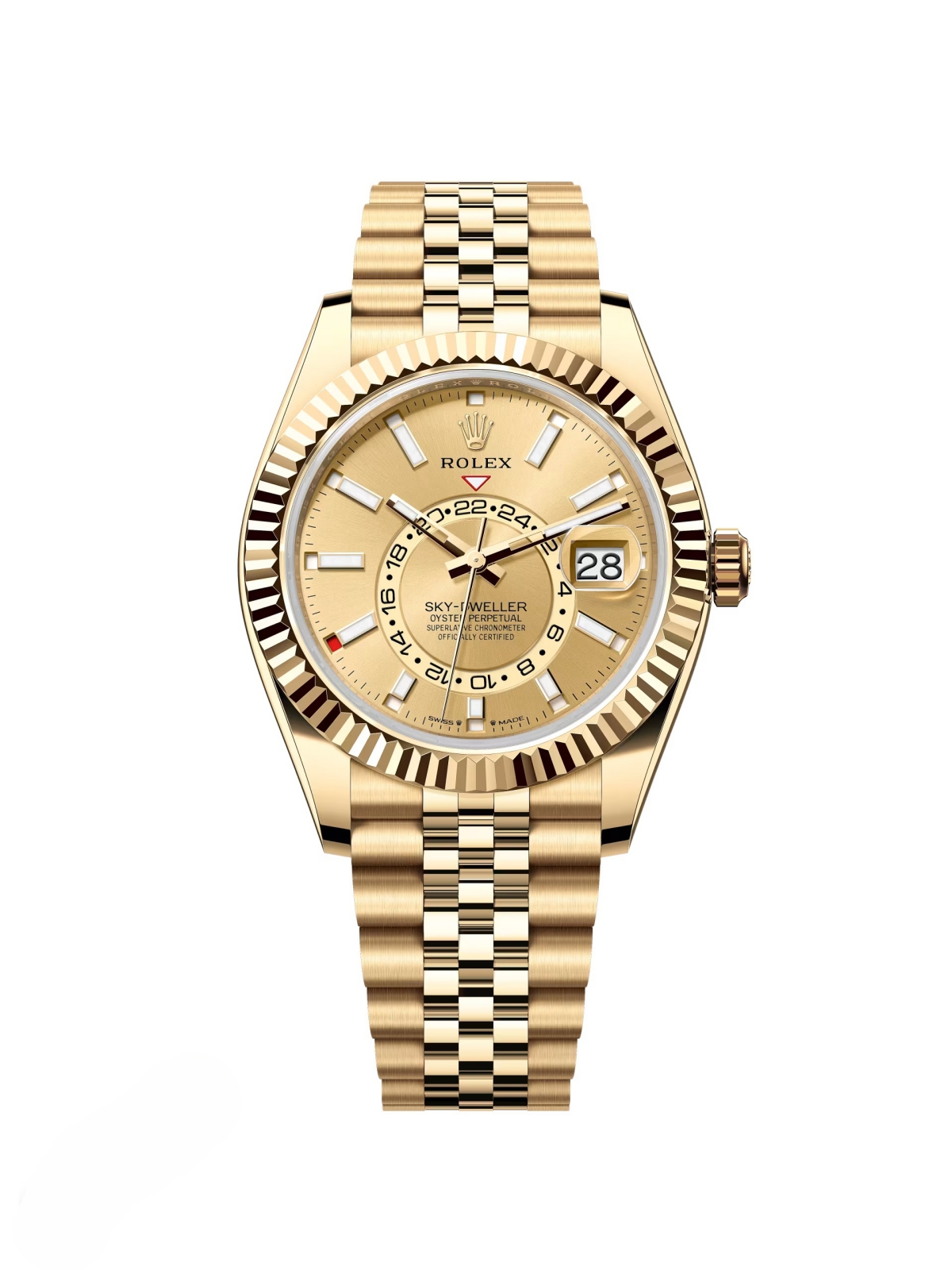 [Super Clone]RLX  Sky-Dweller 42mm Yellow Gold Champagne Dial Jubilee - 336938