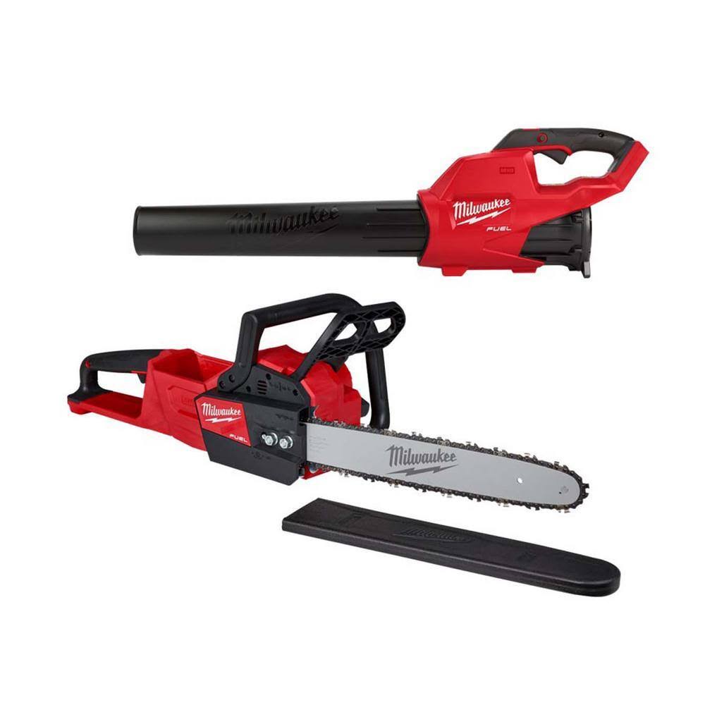 Milwaukee M18 Fuel 120 MPH 450 CFM 18V Lithium-Ion Brushless Cordless Handheld Blower w/M18 Fuel 16 in. Chainsaw (2-Tool)