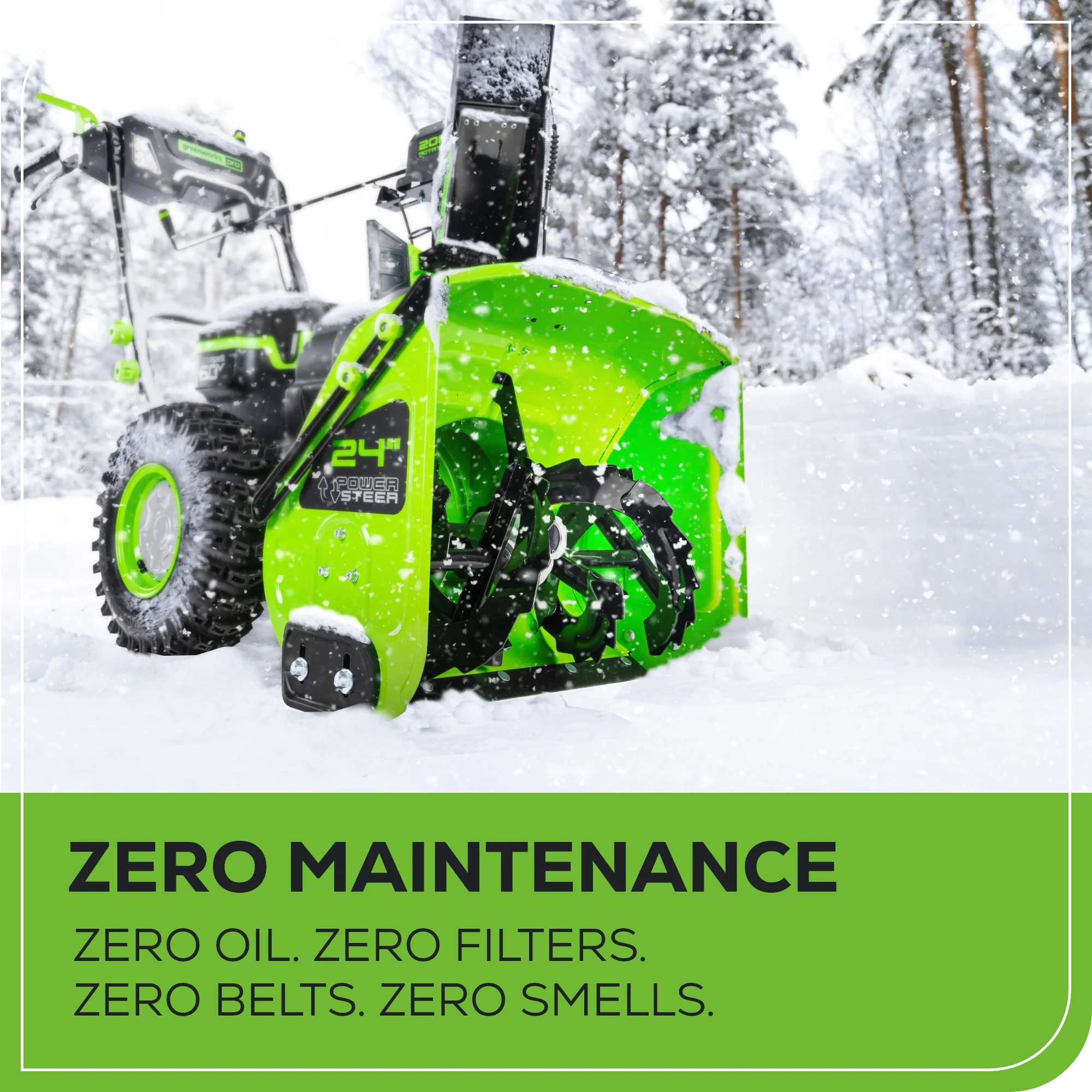 Greenworks Snow Blower 24 in 60V Two Stage Battery Powered Self Propelled Outdoor Equipment Image 10
