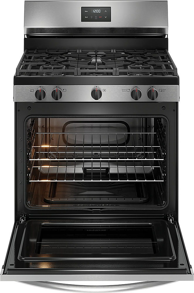 Cuisinière à gaz autoportante 5,1 pi³ (144 L) avec brûleur à ébullition rapide – Acier inoxydable 2025