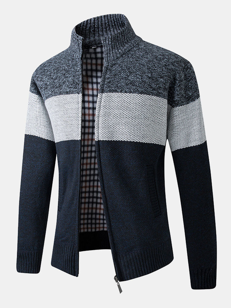 Pull zippé à empiècements colorés