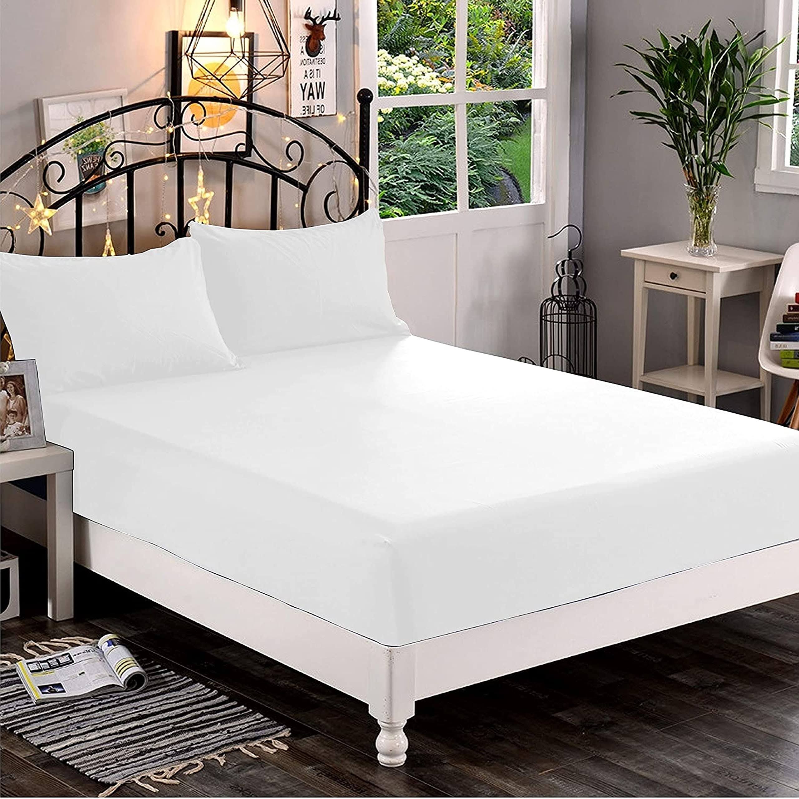 Premium Hotel Quality 1-Piece Fitted Sheet, Luxury & Softest 1500 Premier Hotel Quality Bedding Fitted Sheet Deep Pocket Up to 16inch, Wrinkle and Fa