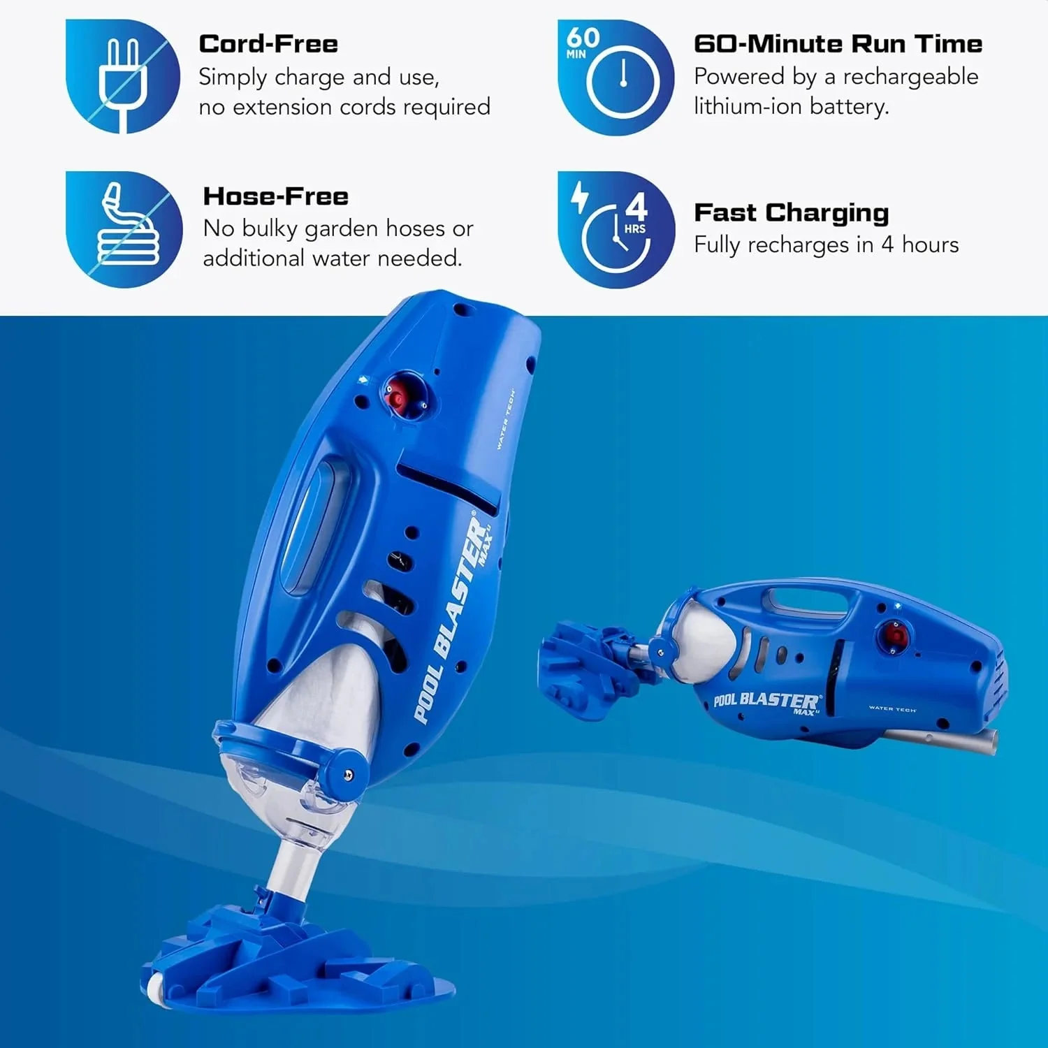 Cordless Pool Vacuum for Deep Cleaning & Strong Suction, Handheld Rechargeable Swimming Pool Cleaner for Inground and Above Ground Pools,…