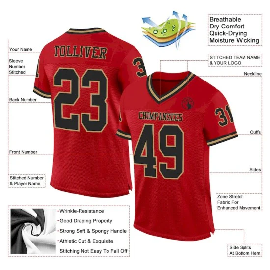 Custom Red Black-Old Gold Mesh Throwback Jersey