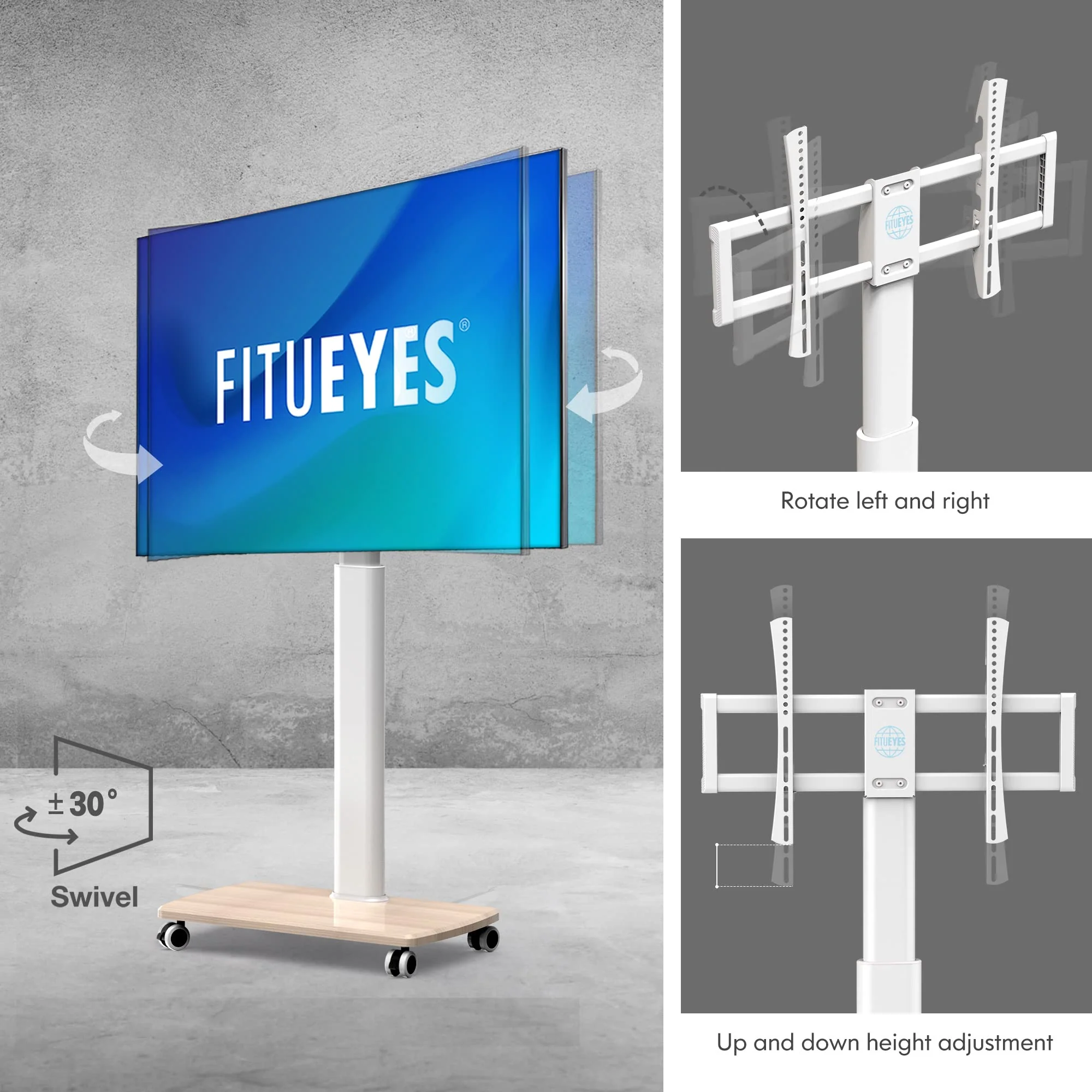 FITUEYES Rolling TV Stand for 32 to 65 70 Inch TVs