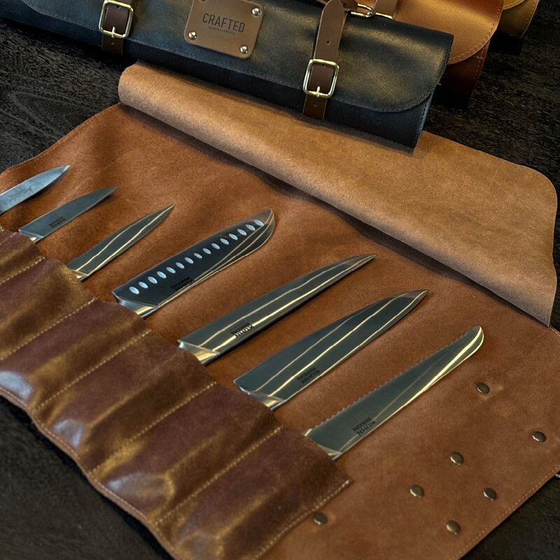 Leather knivveske 41 cm brun