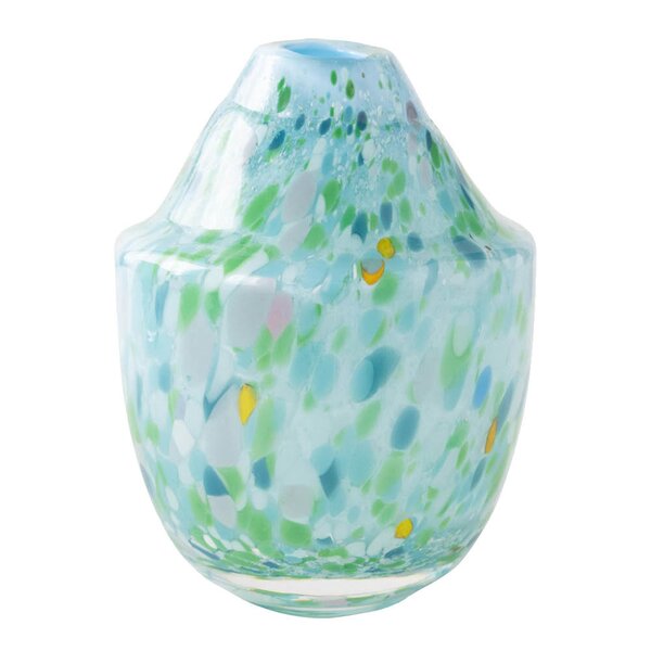 Unik skulptur kunstglass S 17 cm grønn multi