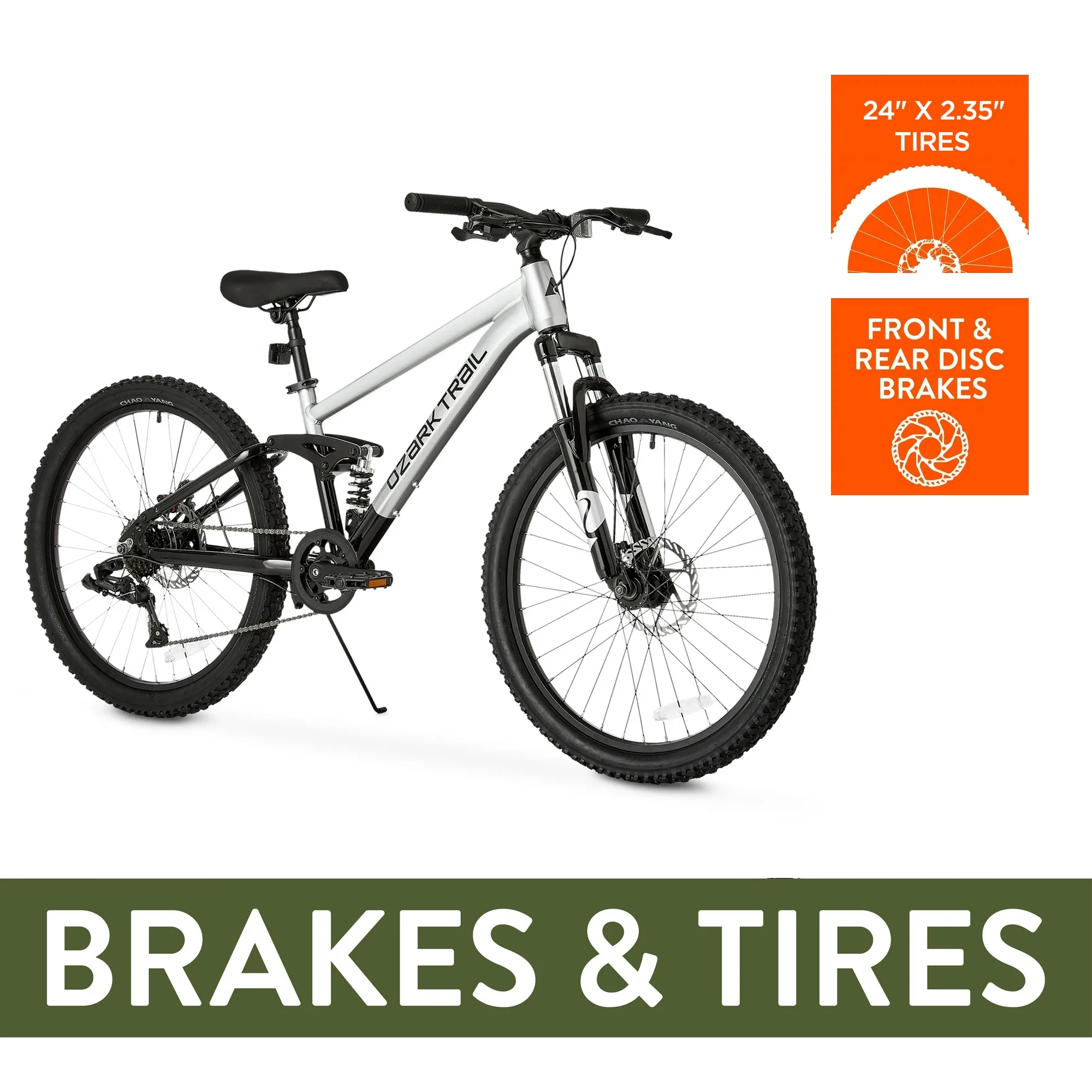 24" FS.1 Epictrail Full Suspension Mountain Bike, For Teens and Adults, Heights between 4'6"-5'6", Silver(White) - Image 4
