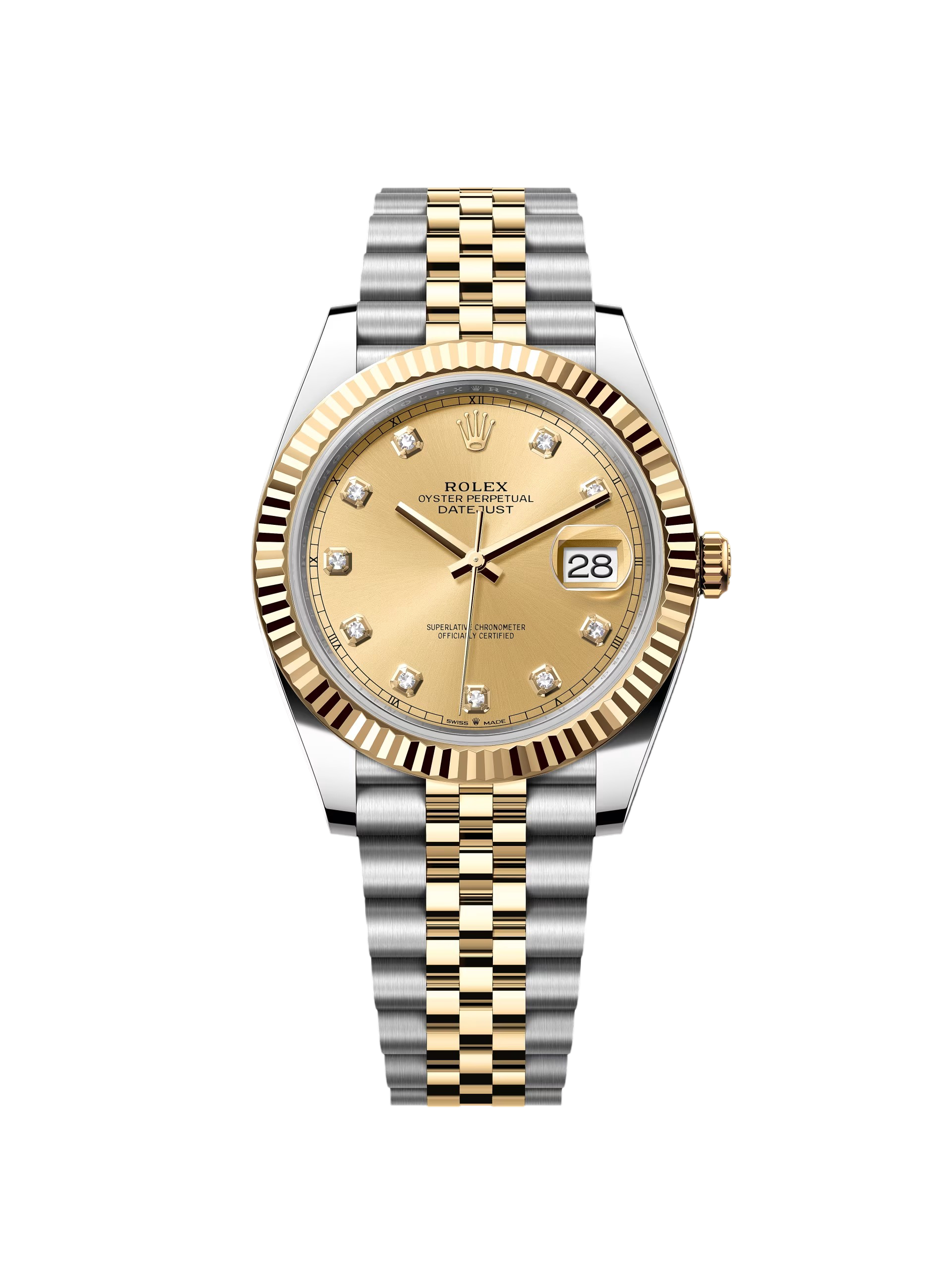 【Super Clone】RLX  Datejust 41mm Two-Tone Yellow Gold Fluted Bezel Champagne Diamond Dial Oyster - 126333